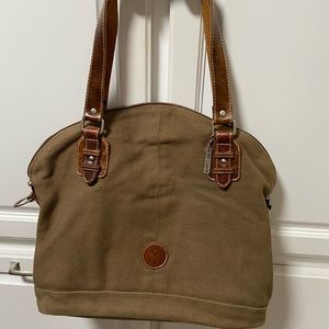 Le Papillon canvas tote with leather trim